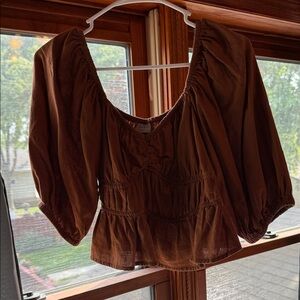 a new day Women's Rust Peasant Blouse